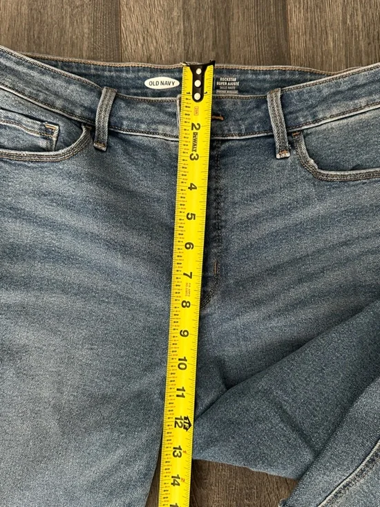 Women's High Rise Skinny Distressed Denim Jeans Faded Blue Frayed Size 12 - Picture 5 of 9